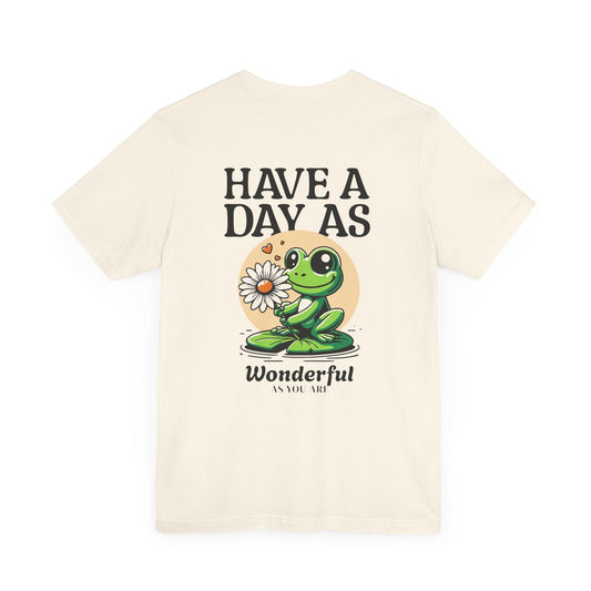Wonderful Day Slogan Casual Graphic Print Tee's Shirt for Women/Men XS-4XL - Natural/White
