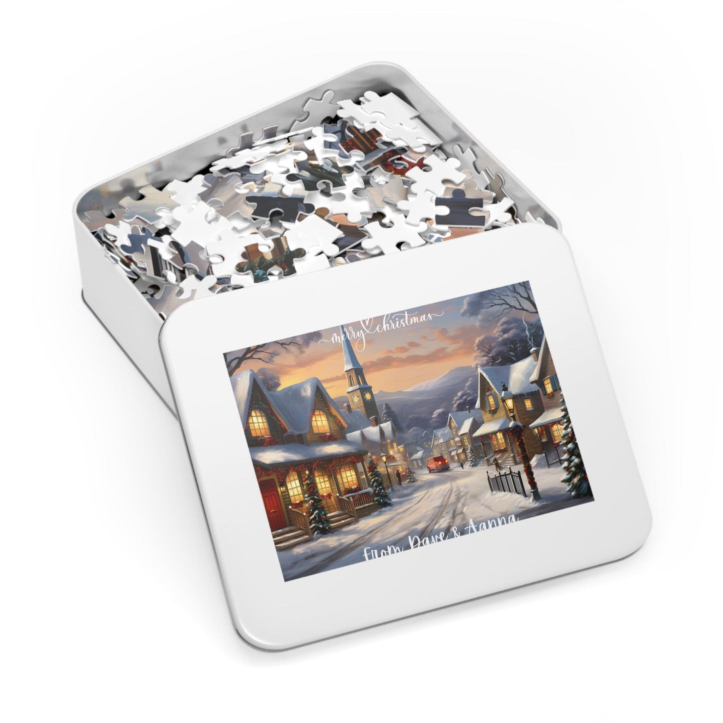 Customized Jigsaw Puzzle Gift 1000 Pieces: Snowy Village | Custom Text with Sizes (110-1000 Pieces) | Challenging Puzzle | Ideal Gift | Educational Family Activity