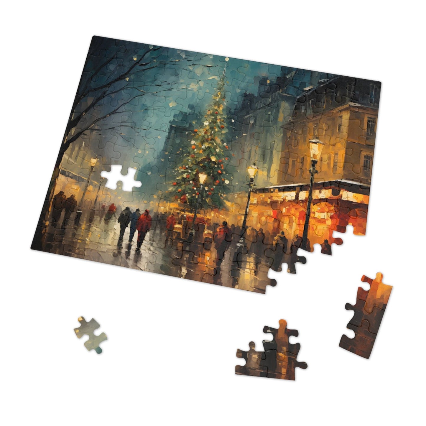 Christmas Jigsaw Puzzle: Vibrant Festive Market | Van Gogh Inspired | Customizable Sizes (30-1000 Pieces) | Ideal Gift for Family Game Night | Stress Relief for Kids & Adults