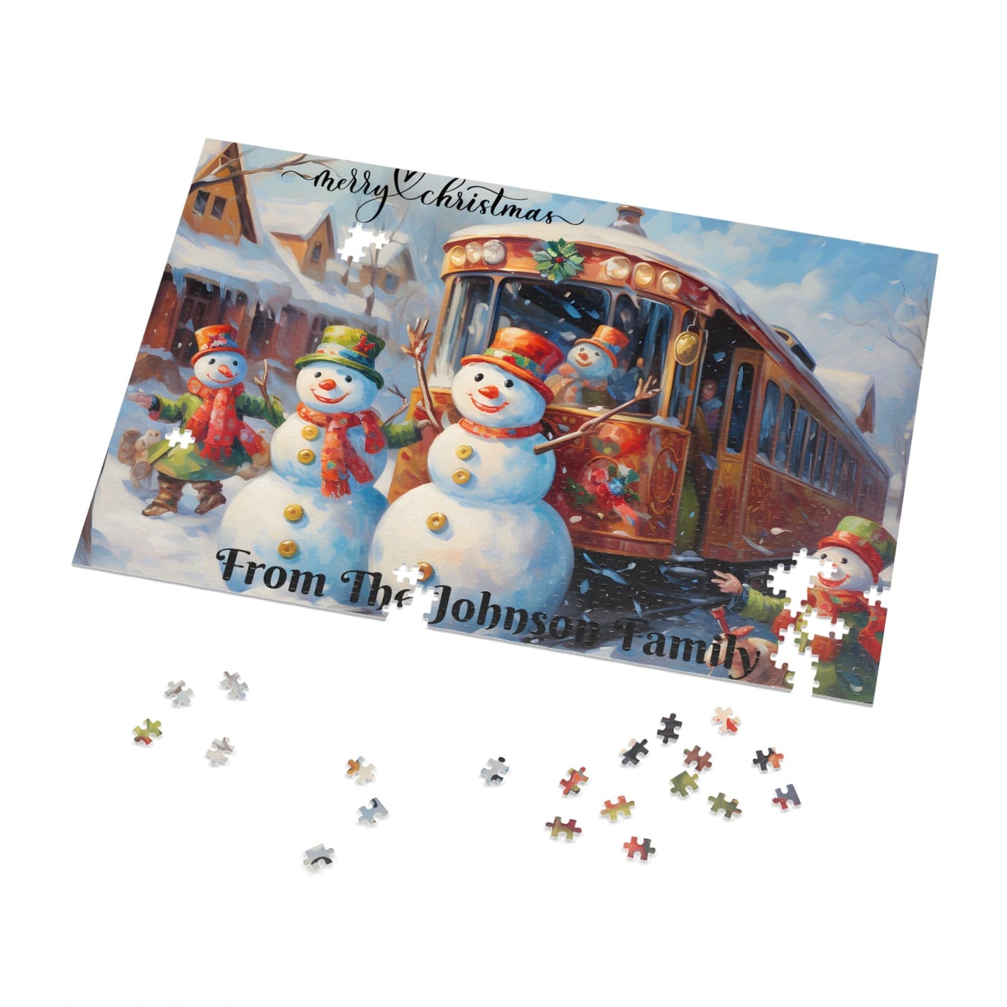 Customized Jigsaw Puzzle Gift 1000 Pieces: Snowman and Friends | Custom Text with Sizes (110-1000 Pieces) | Challenging Puzzle | Ideal Gift | Educational Family Activity