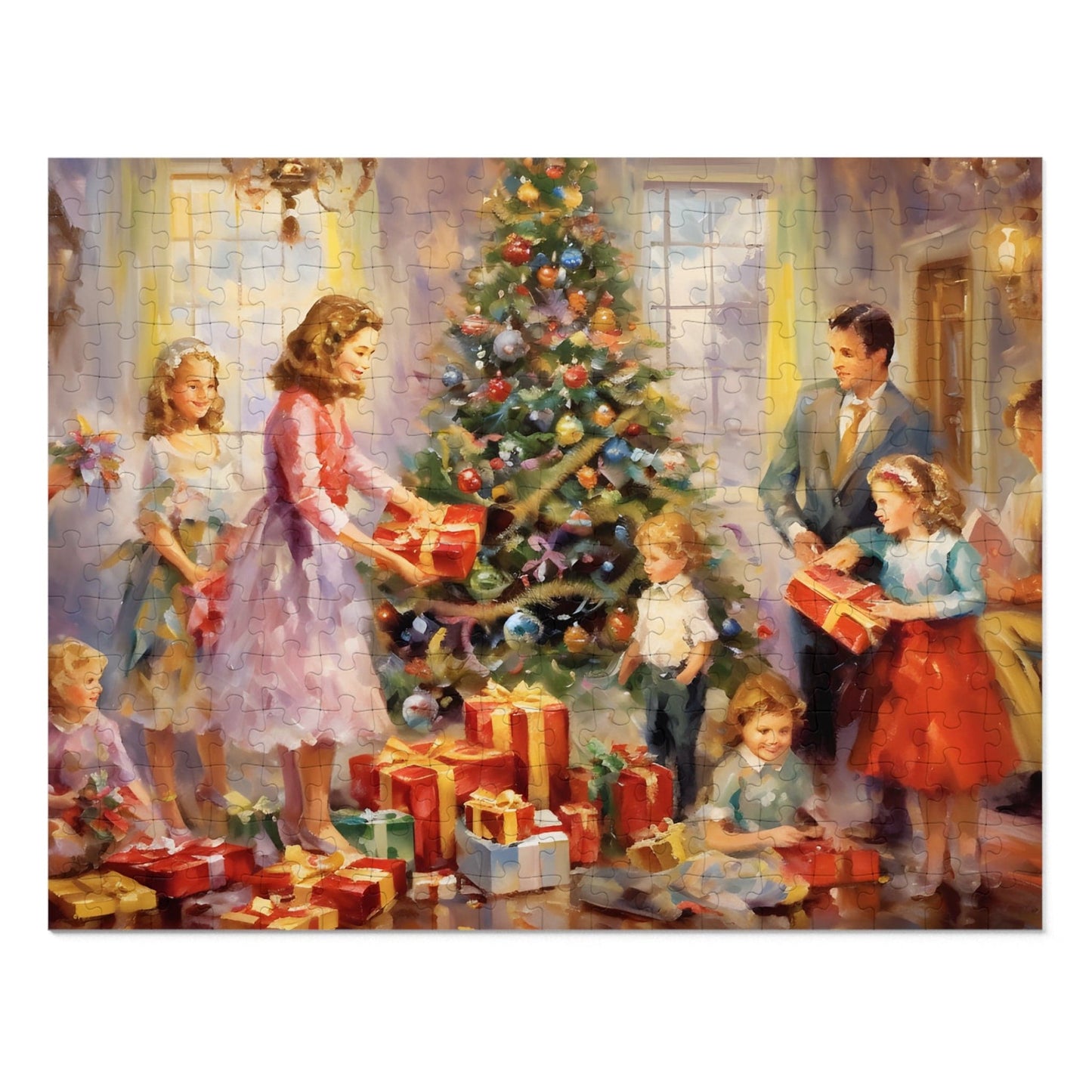 Christmas Eve Jigsaw Puzzle (1000 Pieces): Happy Family Around Christmas Tree | Custom Sizes (110-1000) | Hardest Puzzles | Festive Puzzle Gifts | Stress-Relief Activity for Kids & Adults | Limited Edition