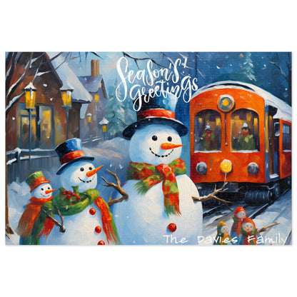 Customizable Jigsaw Puzzle Gift 1000 Pieces: Snowman Adventures | Custom Text with Sizes (110-1000 Pieces) | Challenging Puzzle | Ideal Gift | Educational Family Activity