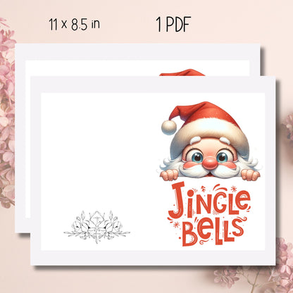 An 11x8.5 inch print-ready sheet for the Free Naughty Santa Christmas Card Template 2023, showcasing a humorous and festive Santa design, ready for personalization and instant holiday cheer.