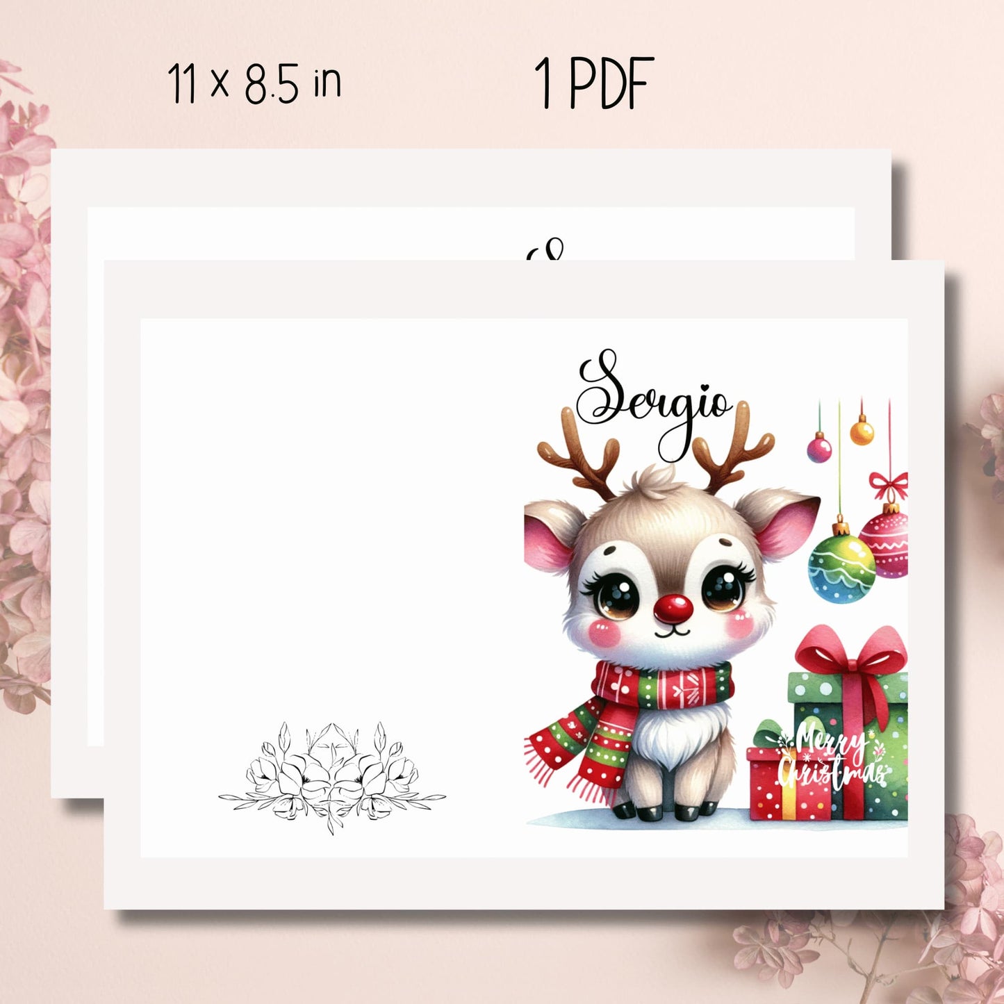 1x8.5 inch Christmas Greeting Card print-ready sheet showcasing easy-to-print, high-quality templates for the 2023 holiday season, ready for personalization and festive greetings.