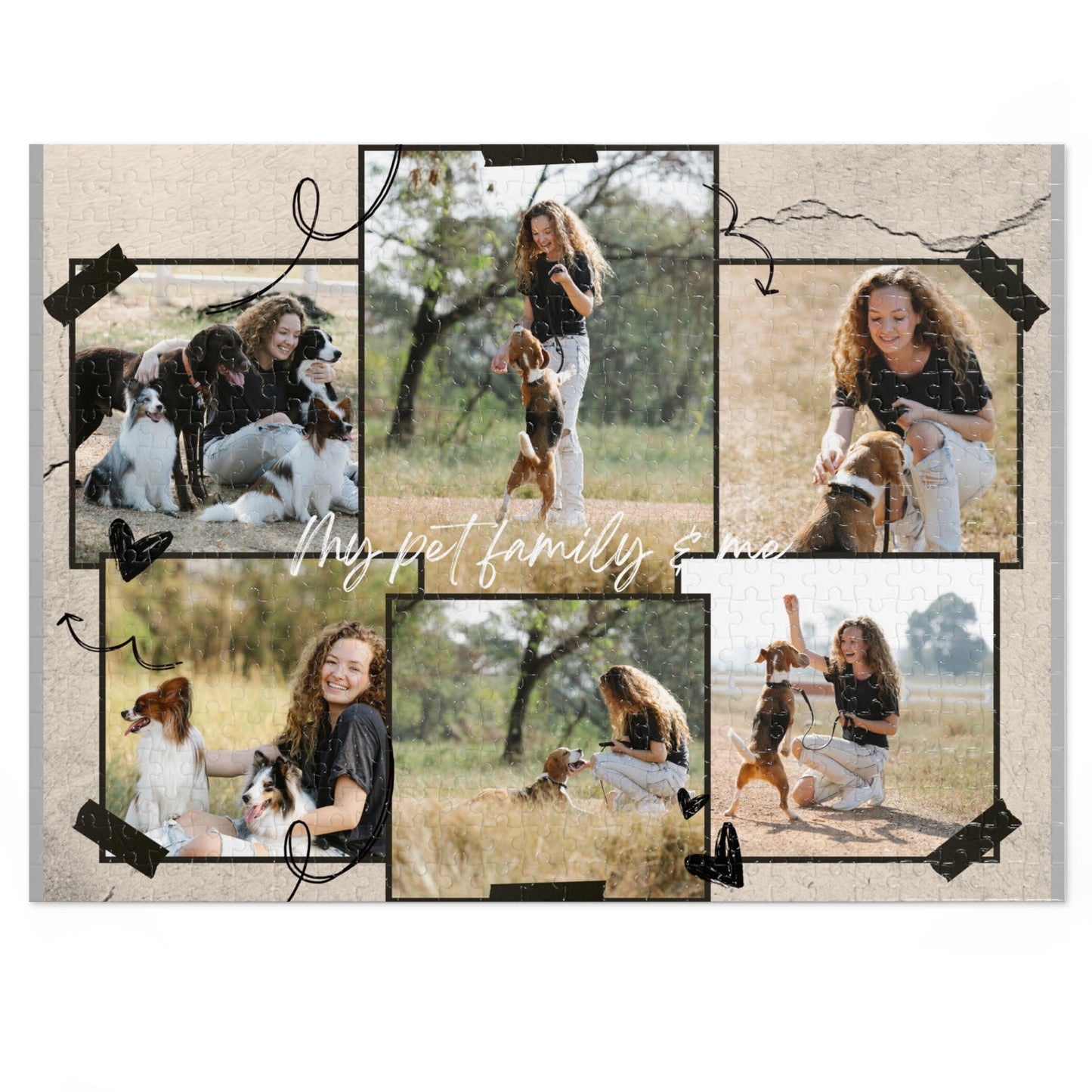 My Pet Family Custom Photo & Text Jigsaw Puzzle 1000/500/252/110 Pieces | Customized Gift for Pet Lovers