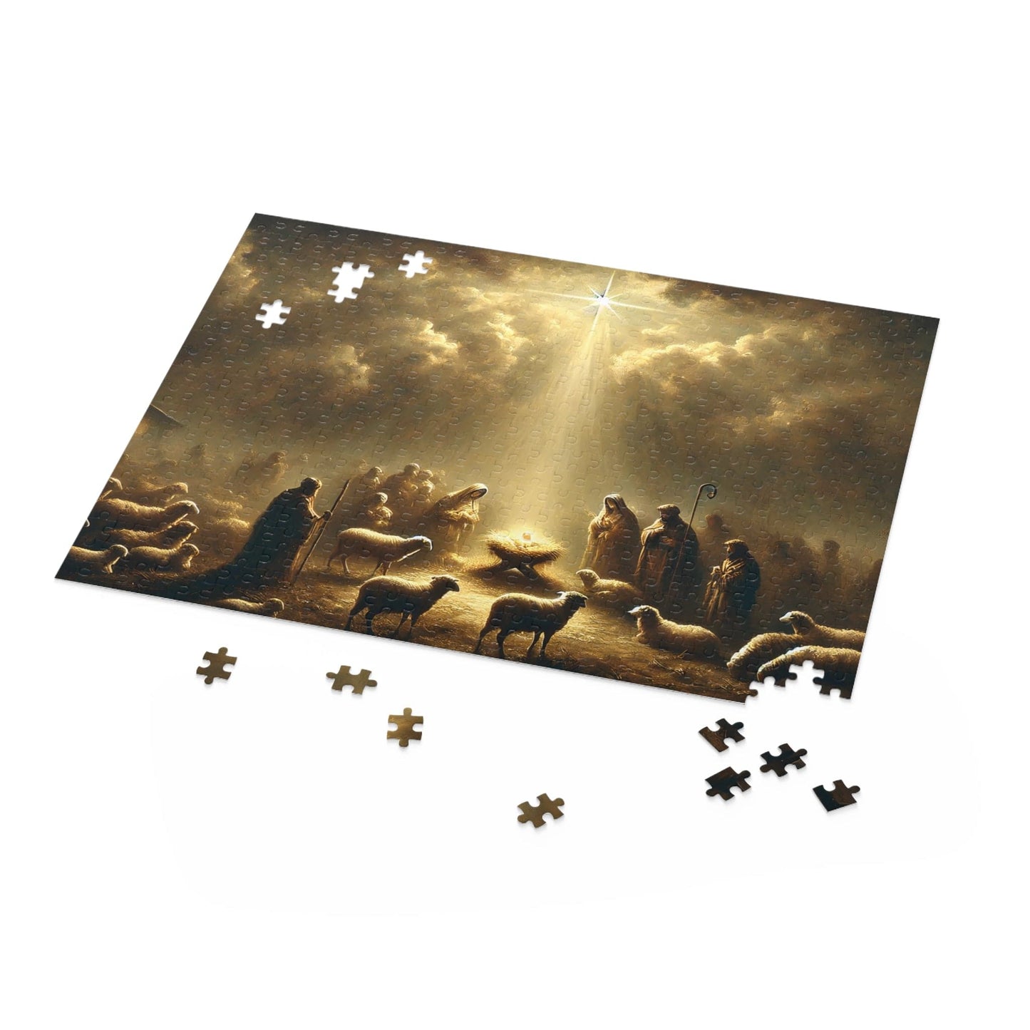 SARSARI A Star is Born Nativity Jigsaw Puzzle Games (120, 252, 500 pieces) for Adults | Educational Brain Toys | Holiday Religious Gift for Family