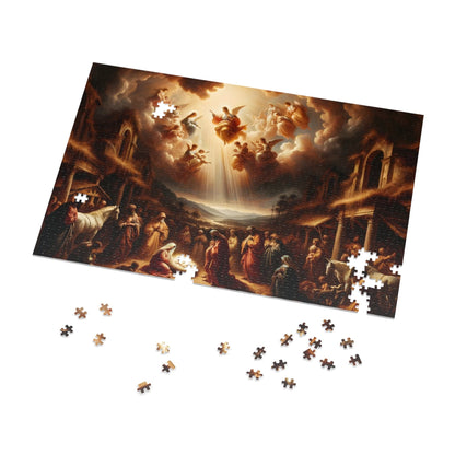 Jesus and Angels Jigsaw Puzzles | Classic Nativity Scene Jigsaw Puzzle 110, 252, 500, 1000 Piece for Christmas | Limited Edition | DIY Stress Reliever Gift