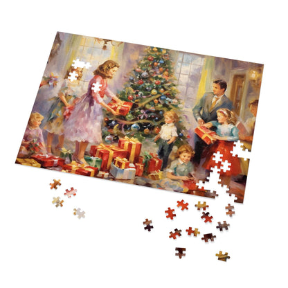 Christmas Eve Jigsaw Puzzle (1000 Pieces): Happy Family Around Christmas Tree | Custom Sizes (110-1000) | Hardest Puzzles | Festive Puzzle Gifts | Stress-Relief Activity for Kids & Adults | Limited Edition