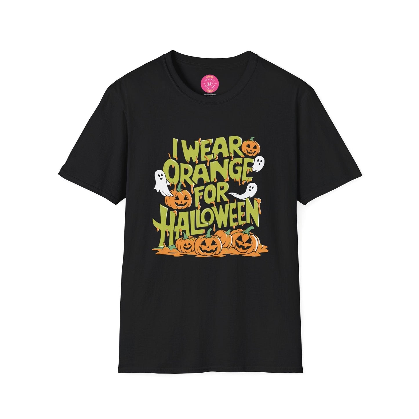 Black I Wear Orange for Halloween Funny 90s Nostalgia Fall Winter Classic Fit Print Tee Shirt for Women/Men XS-5XL - #G6400