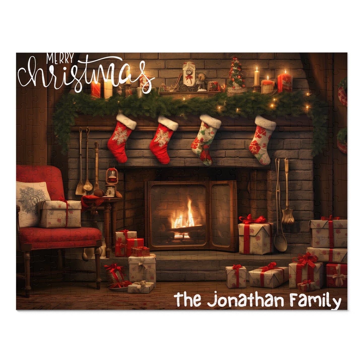 Custom Jigsaw Puzzle 1000 Pieces: Cozy Fireplace | Custom Text with Sizes (110-1000 Pieces) | Challenging Puzzle | Ideal Gift | Educational Family Activity