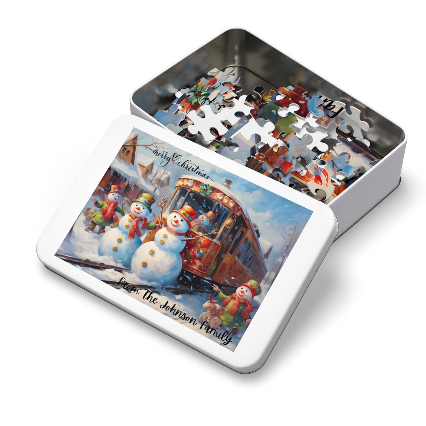 Customized Jigsaw Puzzle Gift 1000 Pieces: Snowman and Friends | Custom Text with Sizes (110-1000 Pieces) | Challenging Puzzle | Ideal Gift | Educational Family Activity