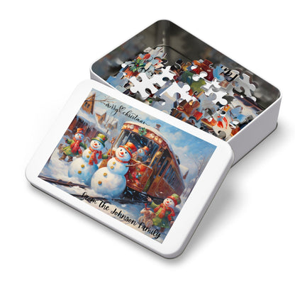 Customized Jigsaw Puzzle Gift 1000 Pieces: Snowman and Friends | Custom Text with Sizes (110-1000 Pieces) | Challenging Puzzle | Ideal Gift | Educational Family Activity