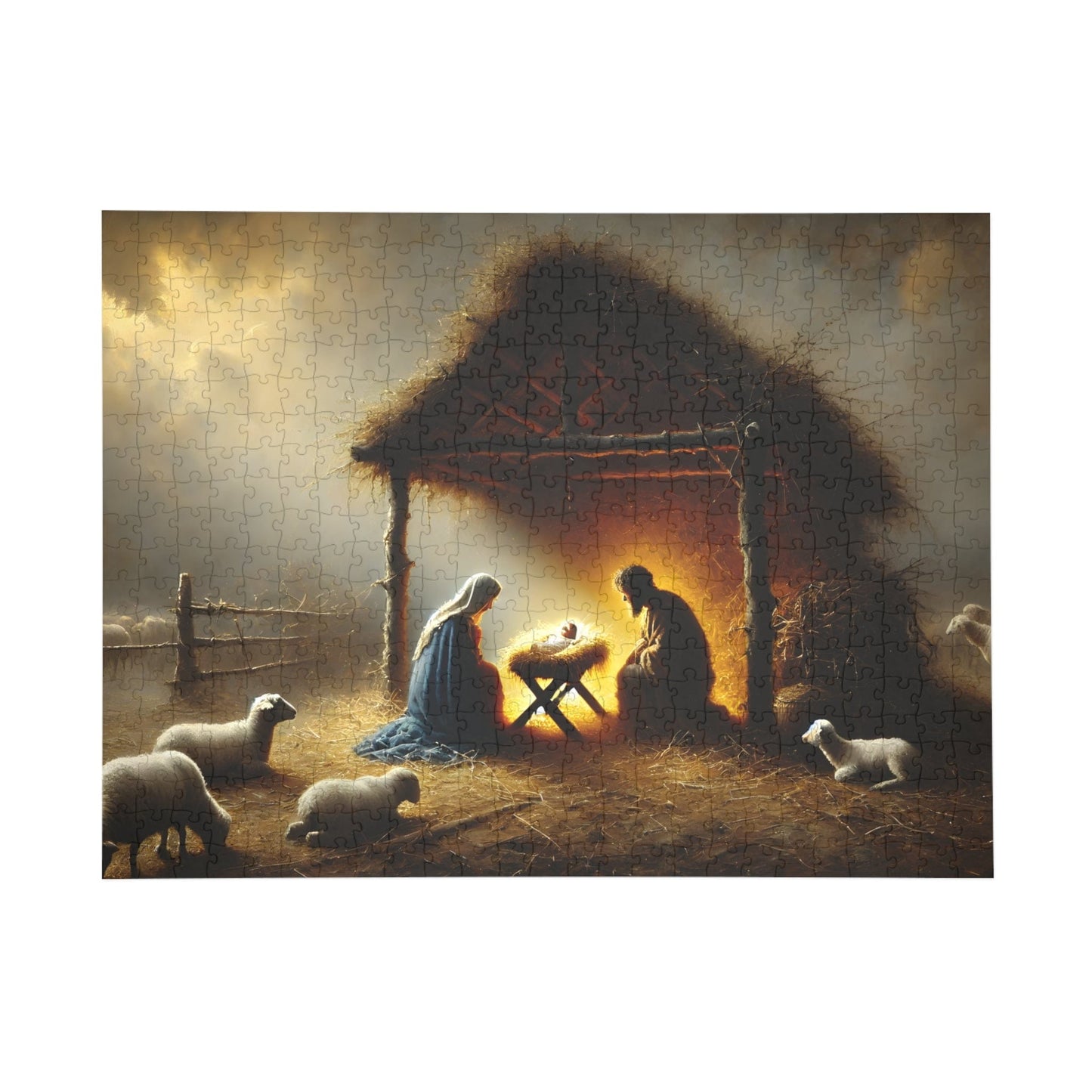 SARSARI O Night Divine Jigsaw Puzzle (252, 500 and 1000 pieces) | Oil Painting of Jesus, Mary and Joseph | Holiday Religious Gift for Family