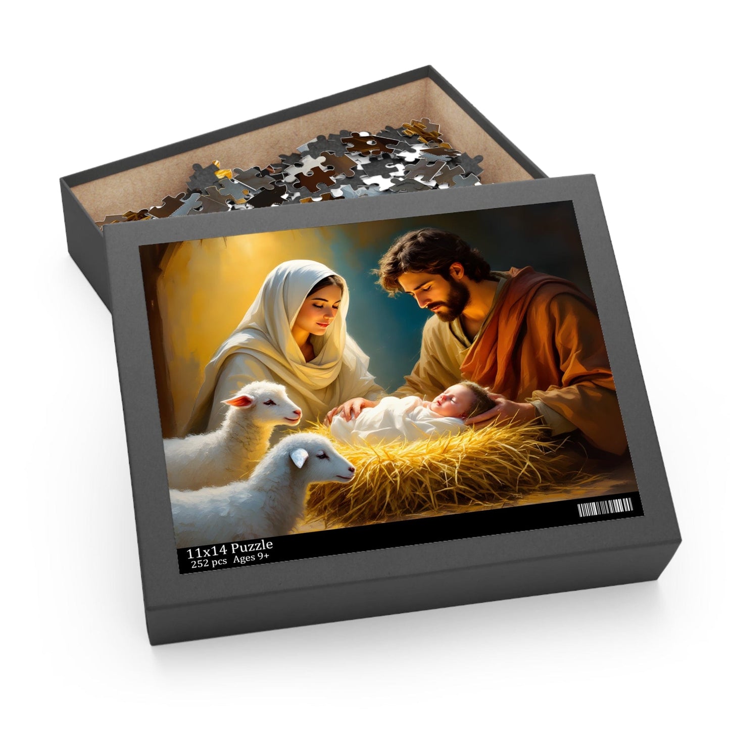 SARSARI Baby Jesus Jigsaw Puzzle (120, 252, 500 pieces) for Kids & Adult | Christmas Art Puzzles Gift | Holiday Religious Gift for Family