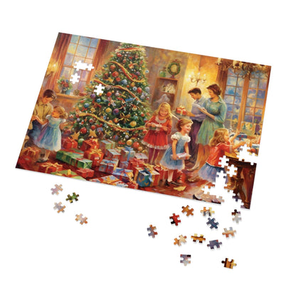 Christmas Tree Jigsaw Puzzle 1000 Piece: Family Putting Gifts Around Christmas Tree |Custom Sizes (110-1000) | Hardest Jigsaw Puzzles| Limited Edition Festive Gift | Stress-Relieving Activity for Kids & Adults