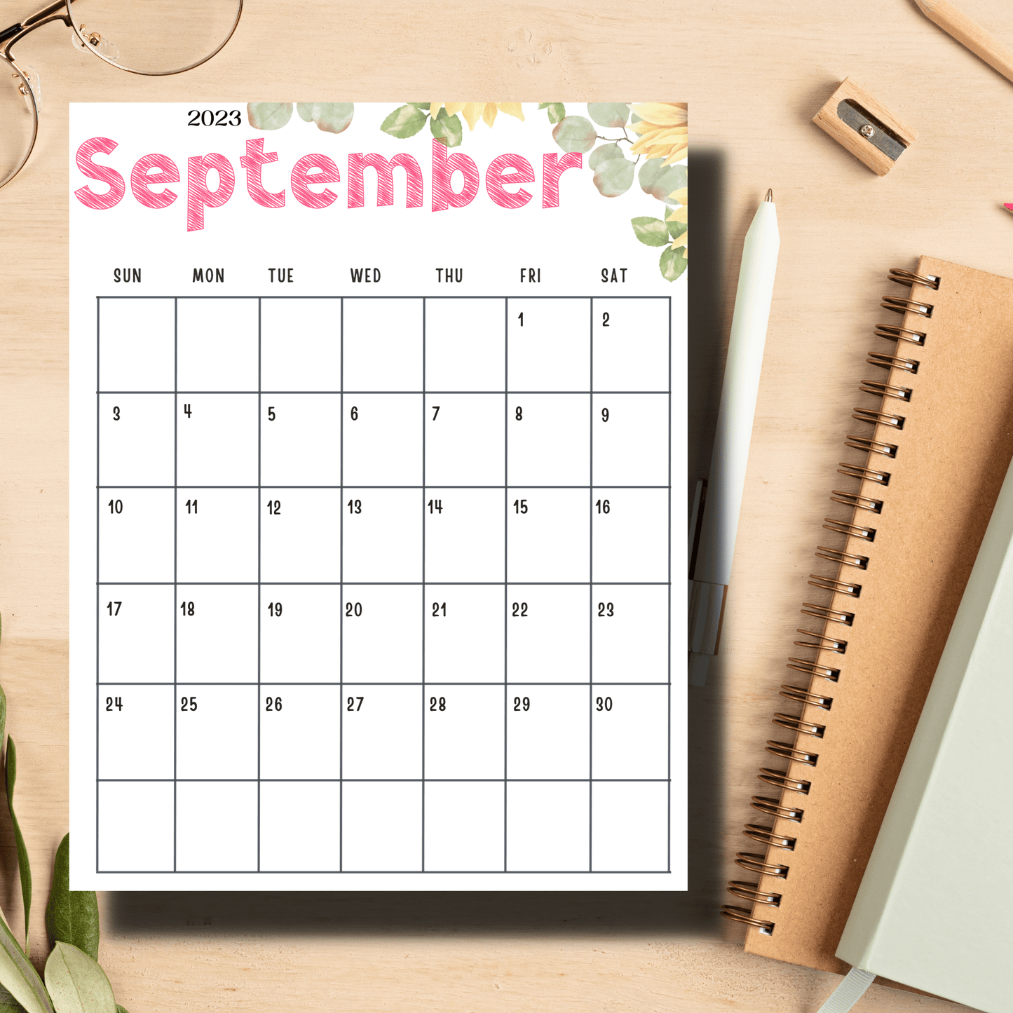 September 2023 Printable Calendar - Free Cute A4 8.5x11 in Size: Engaging Kids' Digital Planner - Instant Download Available in A4 | Download Now | Sarsari Creations