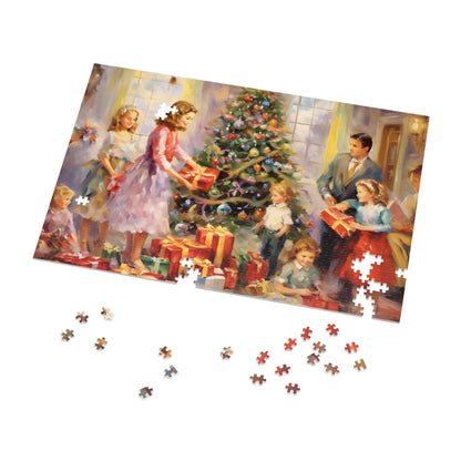 Christmas Eve Jigsaw Puzzle (1000 Pieces): Happy Family Around Christmas Tree | Custom Sizes (110-1000) | Hardest Puzzles | Festive Puzzle Gifts | Stress-Relief Activity for Kids & Adults | Limited Edition