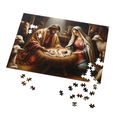 Nativity Scene Jigsaw Puzzles 110, 252, 500, 1000 piece | Oil Painting of Jesus, Mary and Joseph | Limited Edition | DIY Stress Reliever Gift