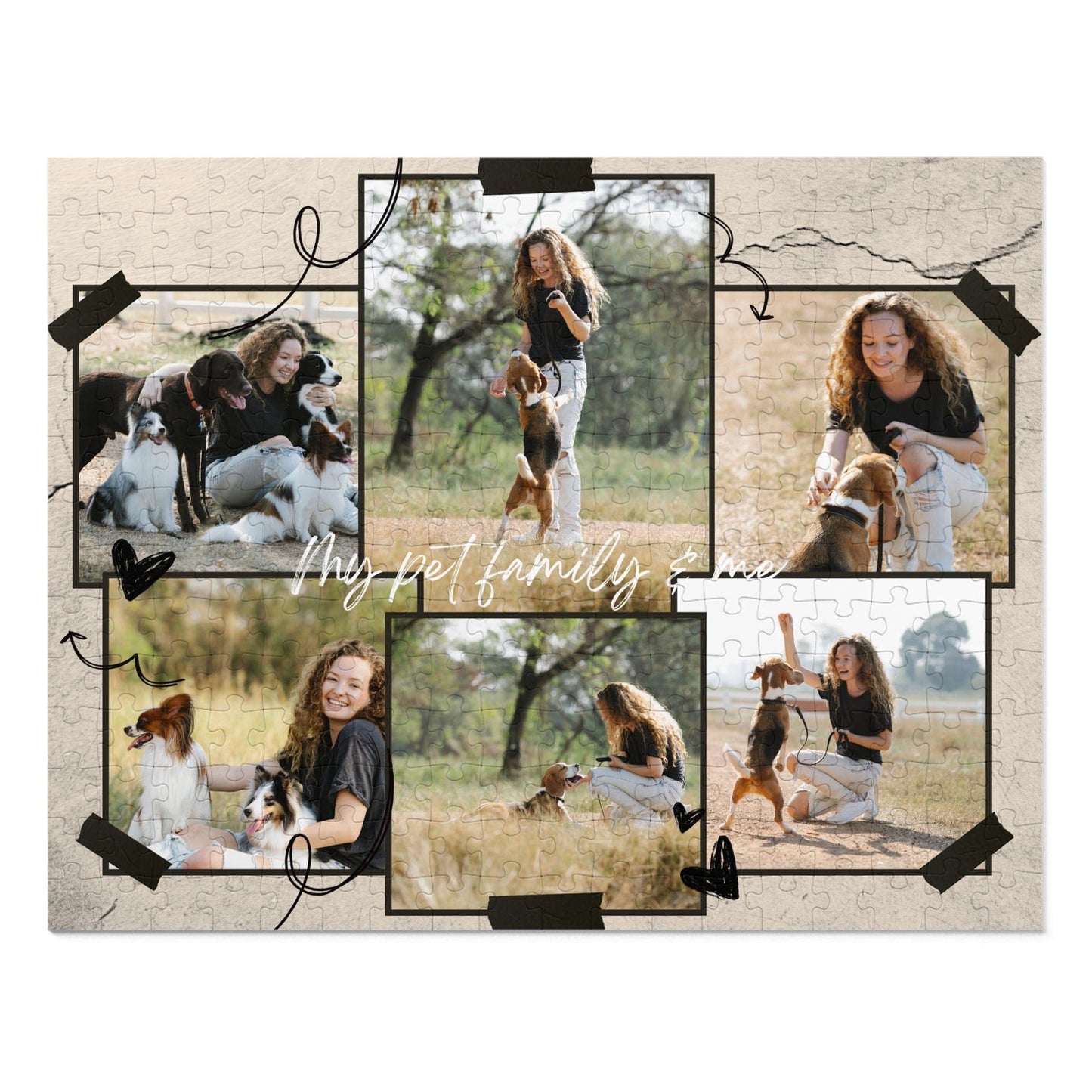 My Pet Family Custom Photo & Text Jigsaw Puzzle 1000/500/252/110 Pieces | Customized Gift for Pet Lovers