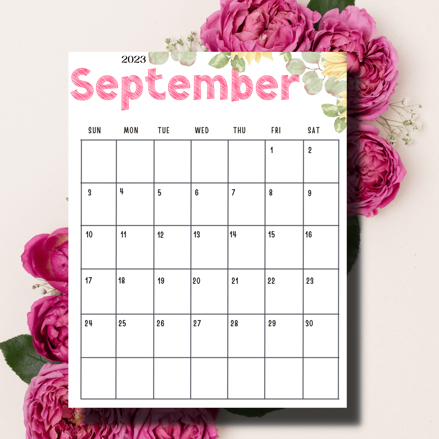 September 2023 Printable Calendar - Free Cute A4 8.5x11 in Size: Engaging Kids' Digital Planner - Instant Download Available in A4 | Download Now | Sarsari Creations