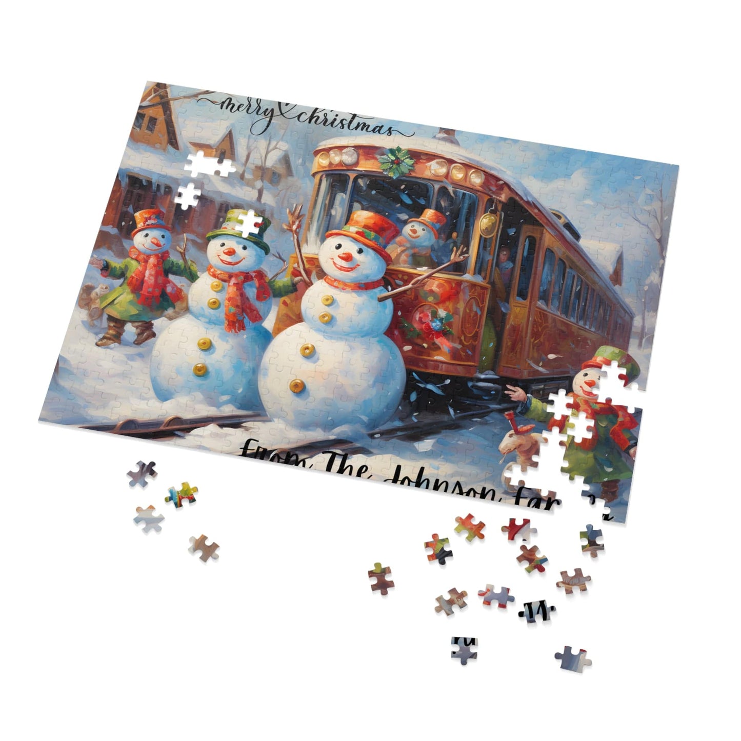 Customized Jigsaw Puzzle Gift 1000 Pieces: Snowman and Friends | Custom Text with Sizes (110-1000 Pieces) | Challenging Puzzle | Ideal Gift | Educational Family Activity