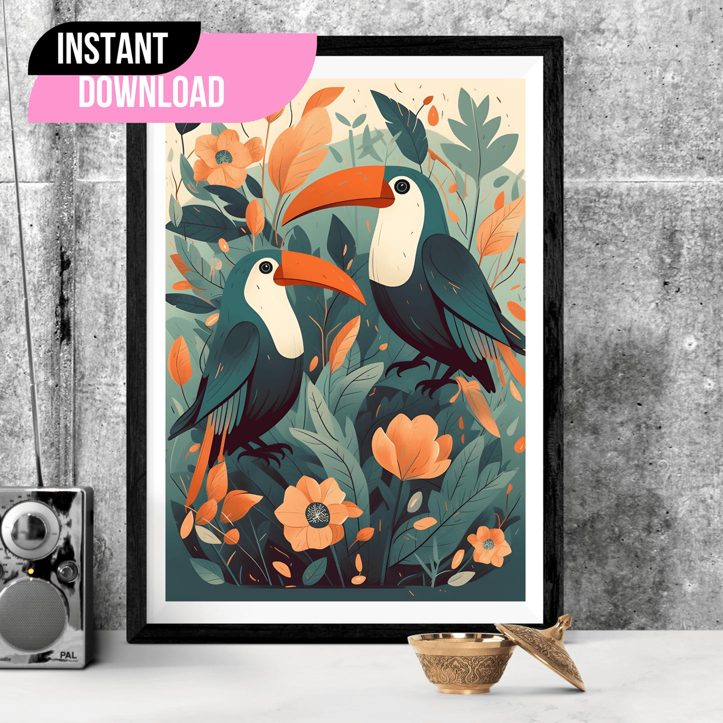 2023 Printable Modern Kids Wall Art Tropical Toucan Print Exotic Prints Unframed Digital Aesthetic Home Decor Digital Download