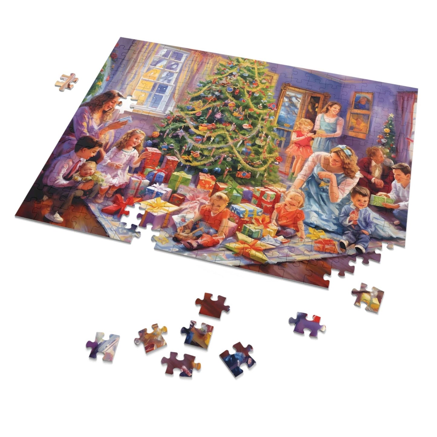 Jigsaw Puzzle Christmas Decorations (1000 Pieces): Family Around Christmas Decorations | Customizable Sizes (110-1000 Pieces) | Challenging Festive Puzzle | Ideal Holiday Gift | Educational Family Activity