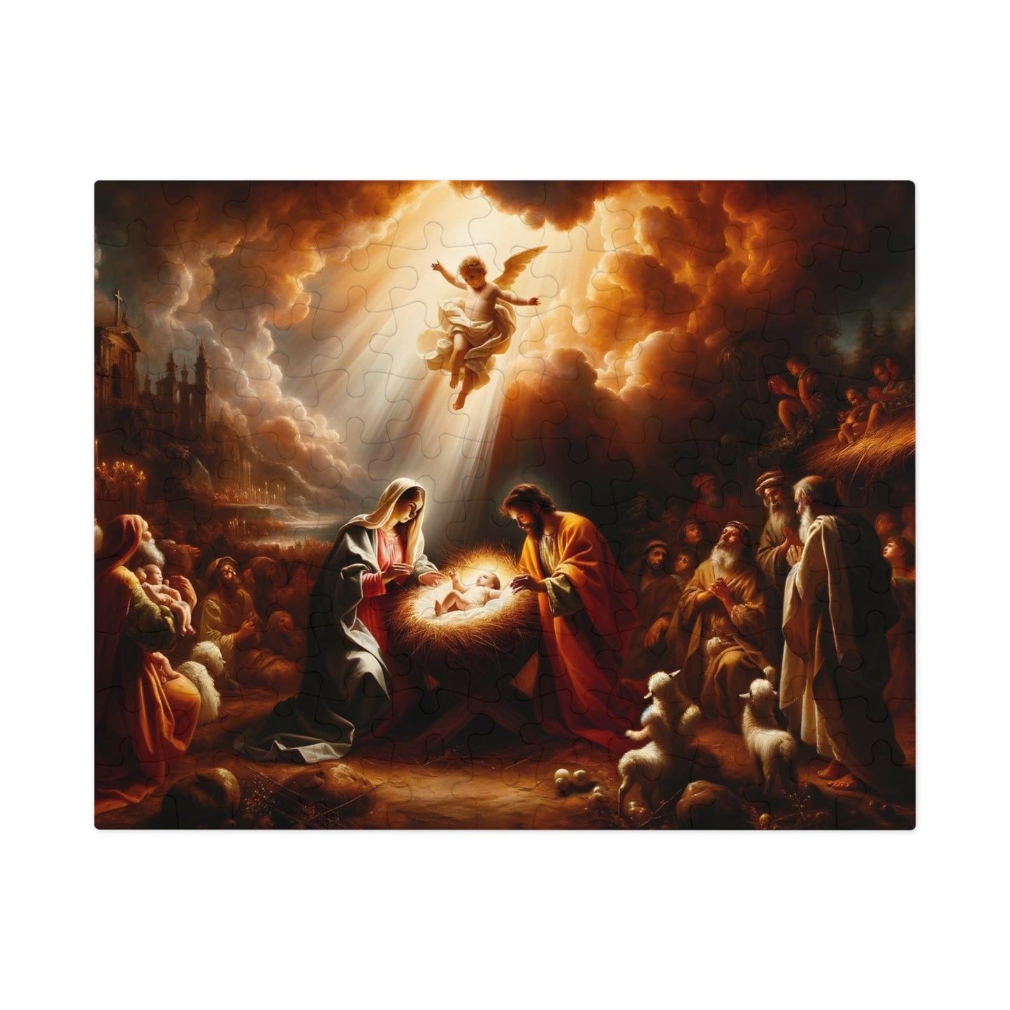 Jesus and Angels Jigsaw Puzzles | Nativity Scene Jigsaw Puzzle 110, 252, 500, 1000 piece for Christmas | Limited Edition | Religious Holy Puzzle for Adult & Kids