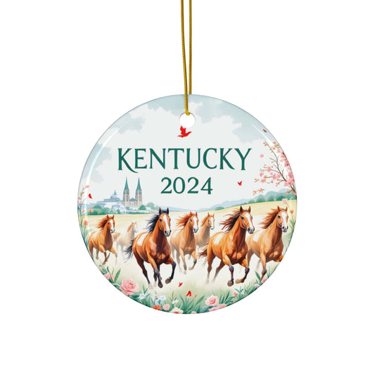 2024 Light Blue KENTUCKY State Ceramic Bauble - Unique Artist-Designed Circle Bauble (3mm )| Year-Round Gift for Home Decor, Collectors & Travel Enthusiasts