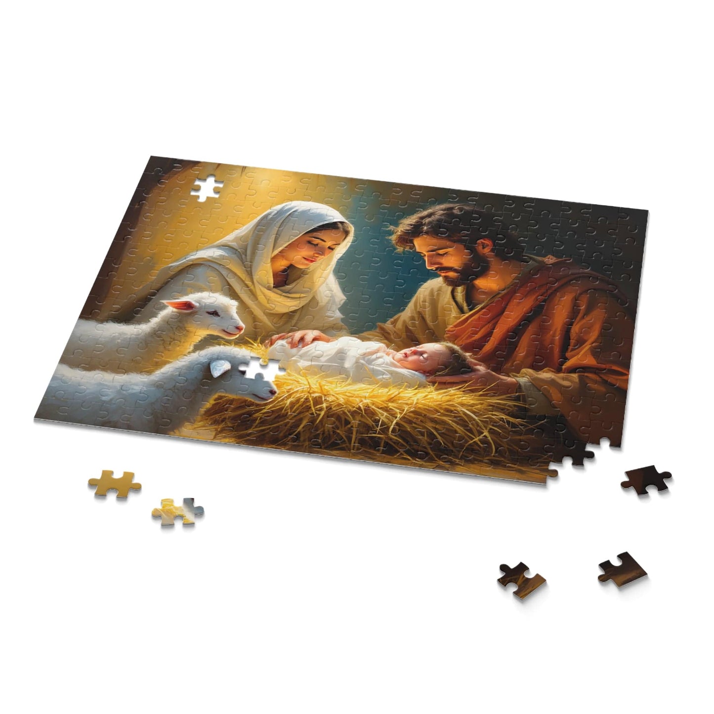 SARSARI Baby Jesus Jigsaw Puzzle (120, 252, 500 pieces) for Kids & Adult | Christmas Art Puzzles Gift | Holiday Religious Gift for Family