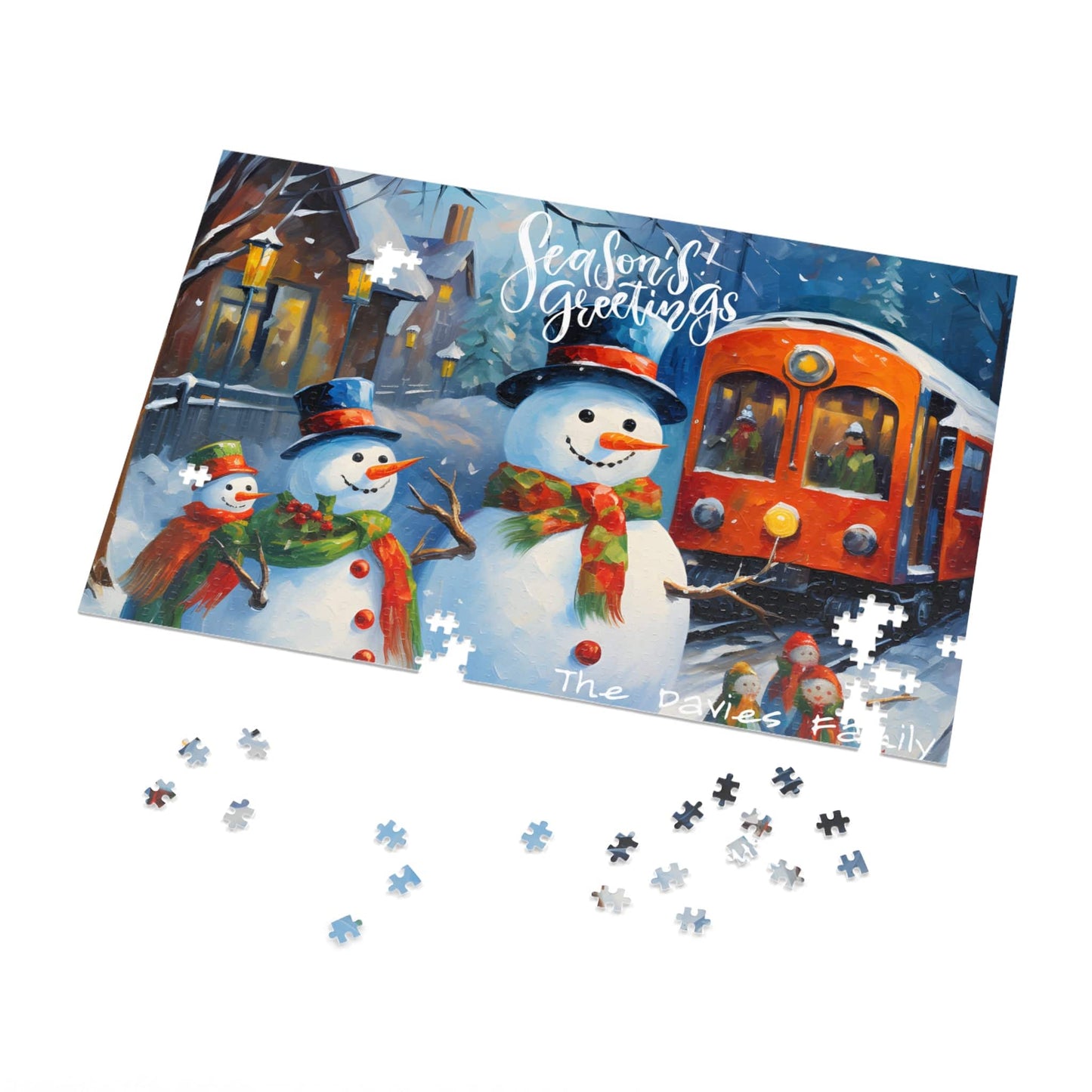 Customizable Jigsaw Puzzle Gift 1000 Pieces: Snowman Adventures | Custom Text with Sizes (110-1000 Pieces) | Challenging Puzzle | Ideal Gift | Educational Family Activity