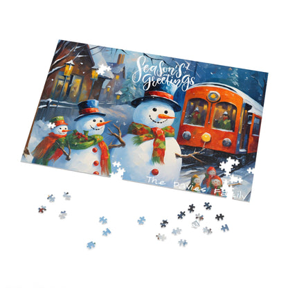 Customizable Jigsaw Puzzle Gift 1000 Pieces: Snowman Adventures | Custom Text with Sizes (110-1000 Pieces) | Challenging Puzzle | Ideal Gift | Educational Family Activity