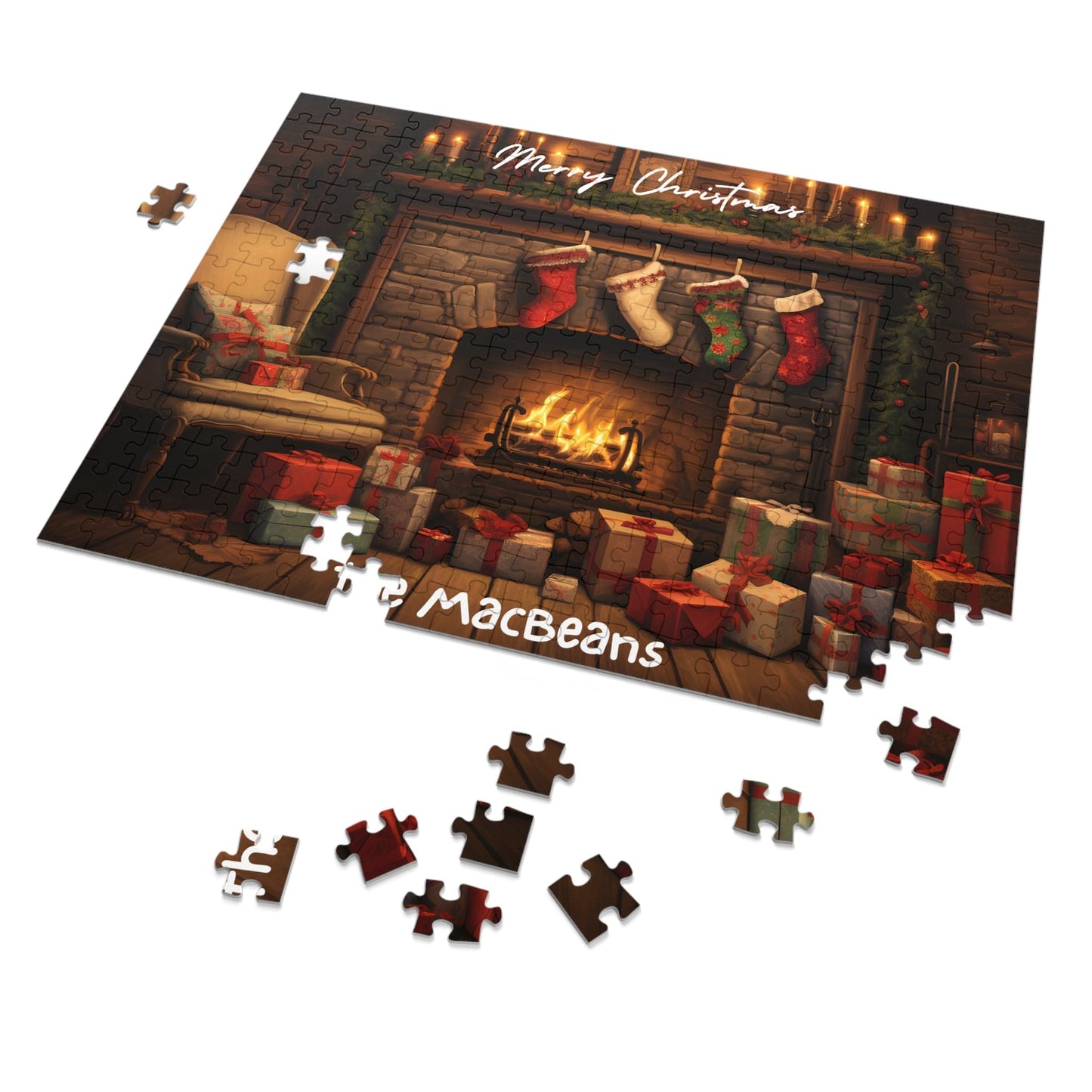 Custom Jigsaw Puzzle 1000 pieces: Cozy Fireplace Scene | Custom Text with Sizes (110-1000 Pieces) | Most Difficult Puzzle | Ideal Gift for Friends | Educational Family Activity