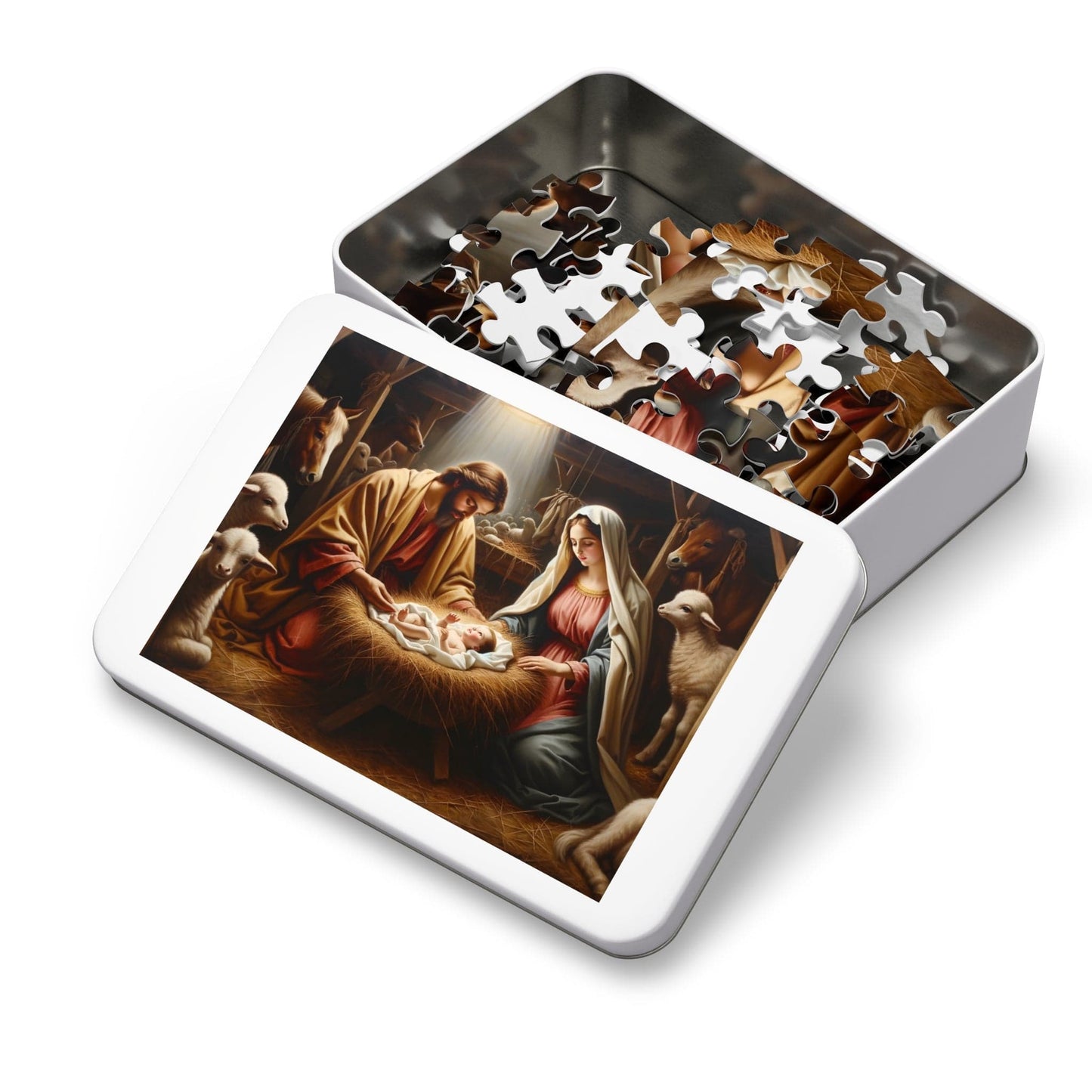 Nativity Scene Jigsaw Puzzles 110, 252, 500, 1000 piece | Oil Painting of Jesus, Mary and Joseph | Limited Edition | DIY Stress Reliever Gift