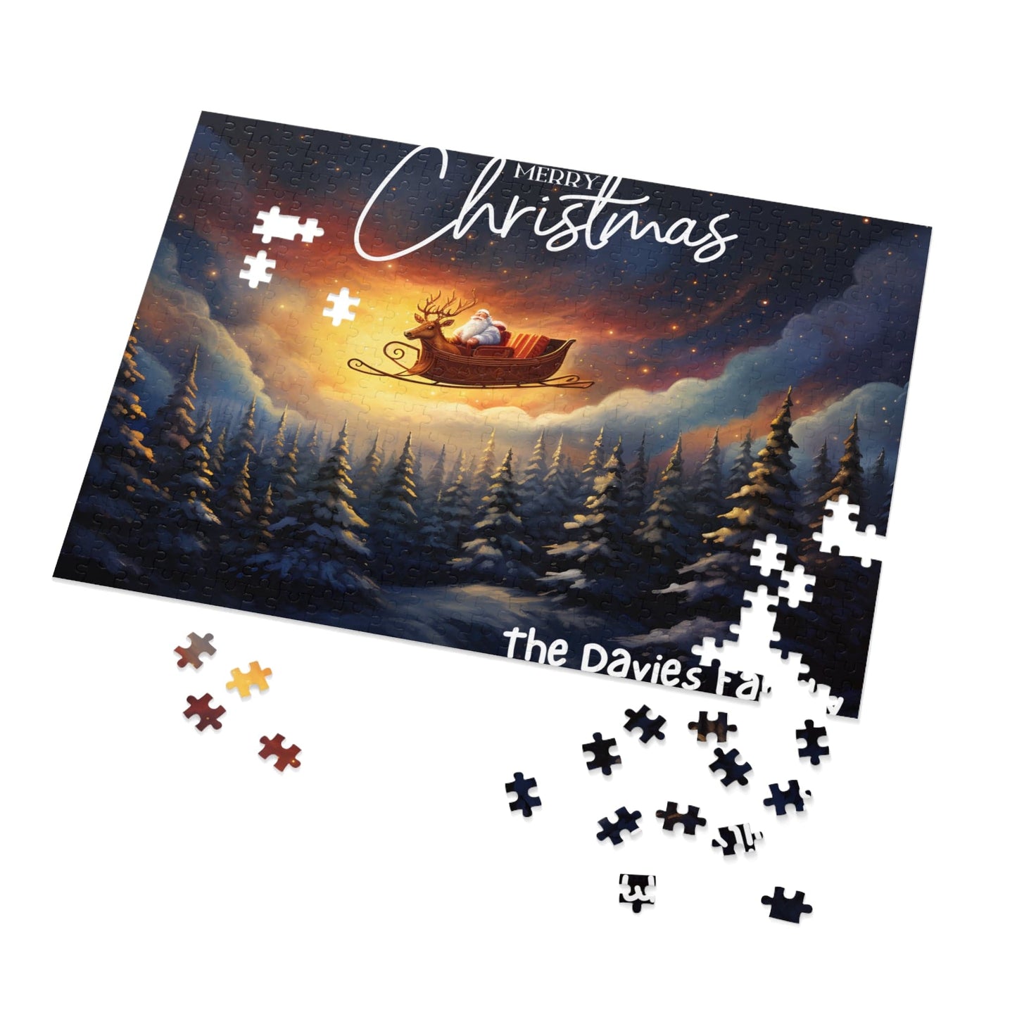 Personalized Jigsaw Puzzle 1000 pieces: Santa's Sleigh | Custom Text with Sizes (110-1000 Pieces) | Challenging Puzzle | Ideal Gift | Educational Family Activity