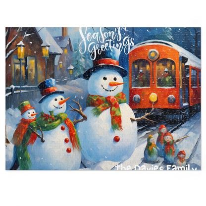 Customizable Jigsaw Puzzle Gift 1000 Pieces: Snowman Adventures | Custom Text with Sizes (110-1000 Pieces) | Challenging Puzzle | Ideal Gift | Educational Family Activity