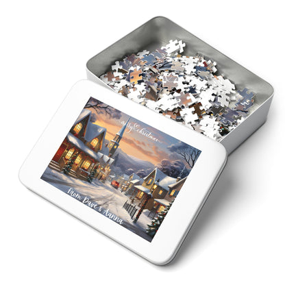 Customized Jigsaw Puzzle Gift 1000 Pieces: Snowy Village | Custom Text with Sizes (110-1000 Pieces) | Challenging Puzzle | Ideal Gift | Educational Family Activity