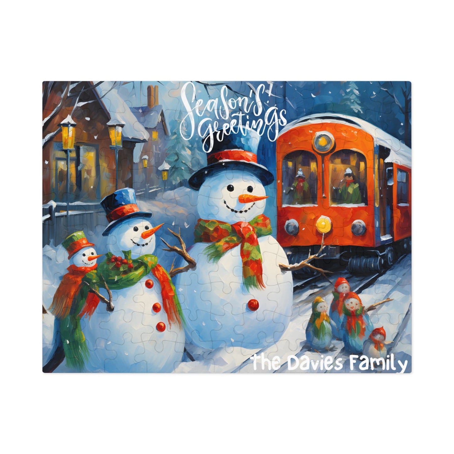 Customizable Jigsaw Puzzle Gift 1000 Pieces: Snowman Adventures | Custom Text with Sizes (110-1000 Pieces) | Challenging Puzzle | Ideal Gift | Educational Family Activity