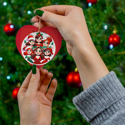 6 Person Christmas Ornament Personalized Soul Sisters 2023 3mm Round Ceramic (Four Shapes) | Group of Six with Names