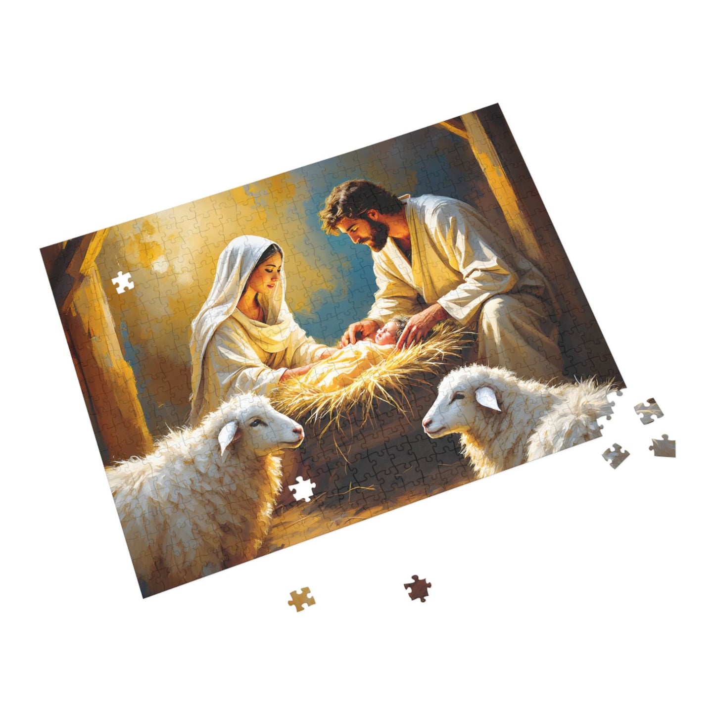 SARSARI The Nativity Puzzle (252, 500 and 1000 pieces) | Oil Painting of Jesus, Mary and Joseph | Holiday Religious Gift for Family