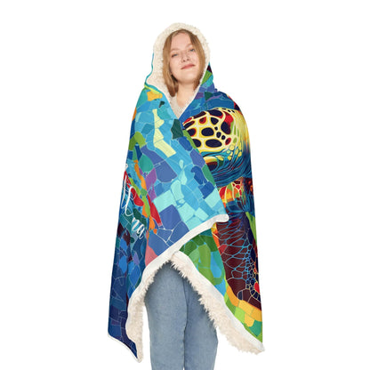 Fleece Soft Hooded Blanket Sea Turtle (203 x 140 cm) with Custom Name - Oversized Wearable Blanket for Women