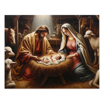 Nativity Scene Jigsaw Puzzles 110, 252, 500, 1000 piece | Oil Painting of Jesus, Mary and Joseph | Limited Edition | DIY Stress Reliever Gift