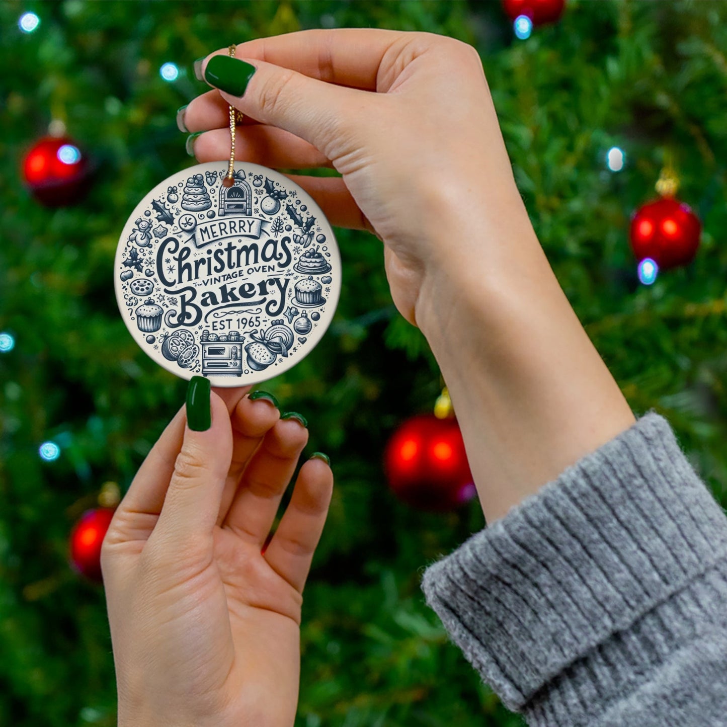 Personalized Business Christmas Ornaments 2023 3mm Round Ceramic (Four Shapes)  | Ideal for Bakery Shop & Small Business Owners | Unique New Business Gift