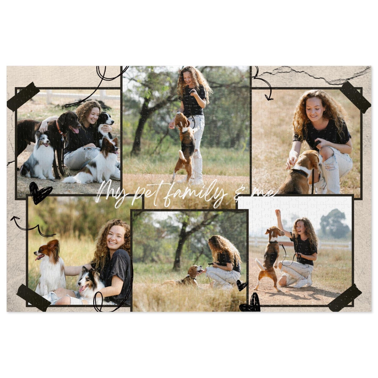 My Pet Family Custom Photo & Text Jigsaw Puzzle 1000/500/252/110 Pieces | Customized Gift for Pet Lovers