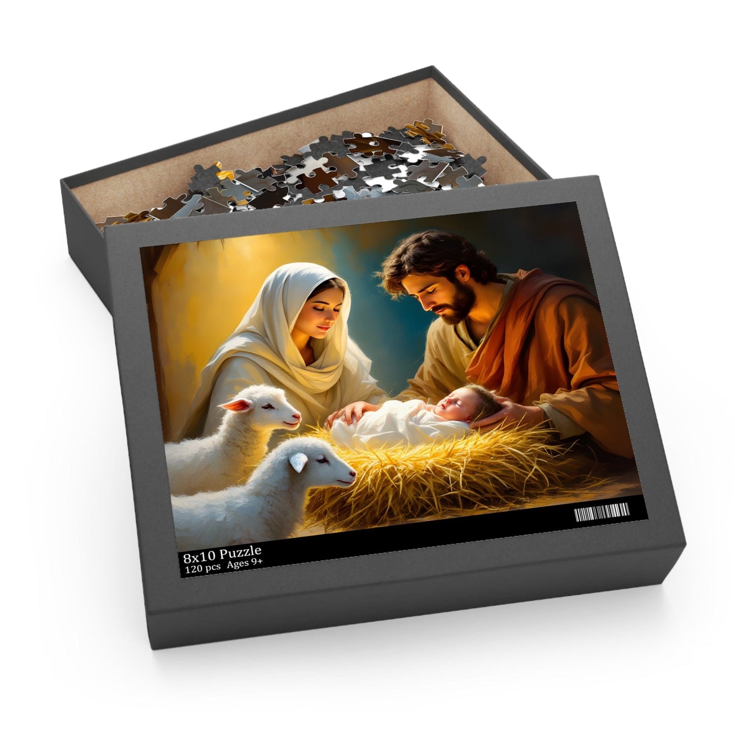 SARSARI Baby Jesus Jigsaw Puzzle (120, 252, 500 pieces) for Kids & Adult | Christmas Art Puzzles Gift | Holiday Religious Gift for Family