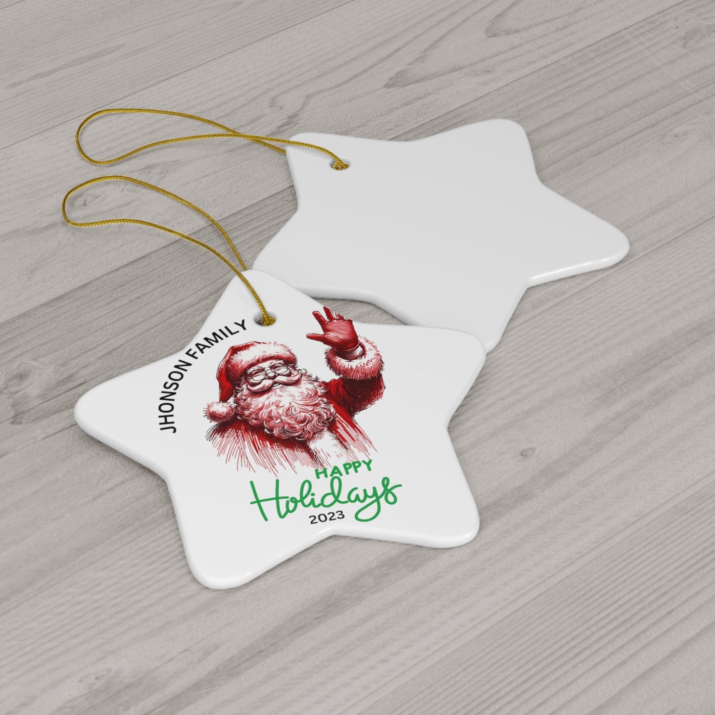 2023 Custom Christmas Ornaments Family of Three | Family Ornament | First Christmas Ornament | Ceramic  | 4 Shapes (Heart, Star, Snowflake and Round)