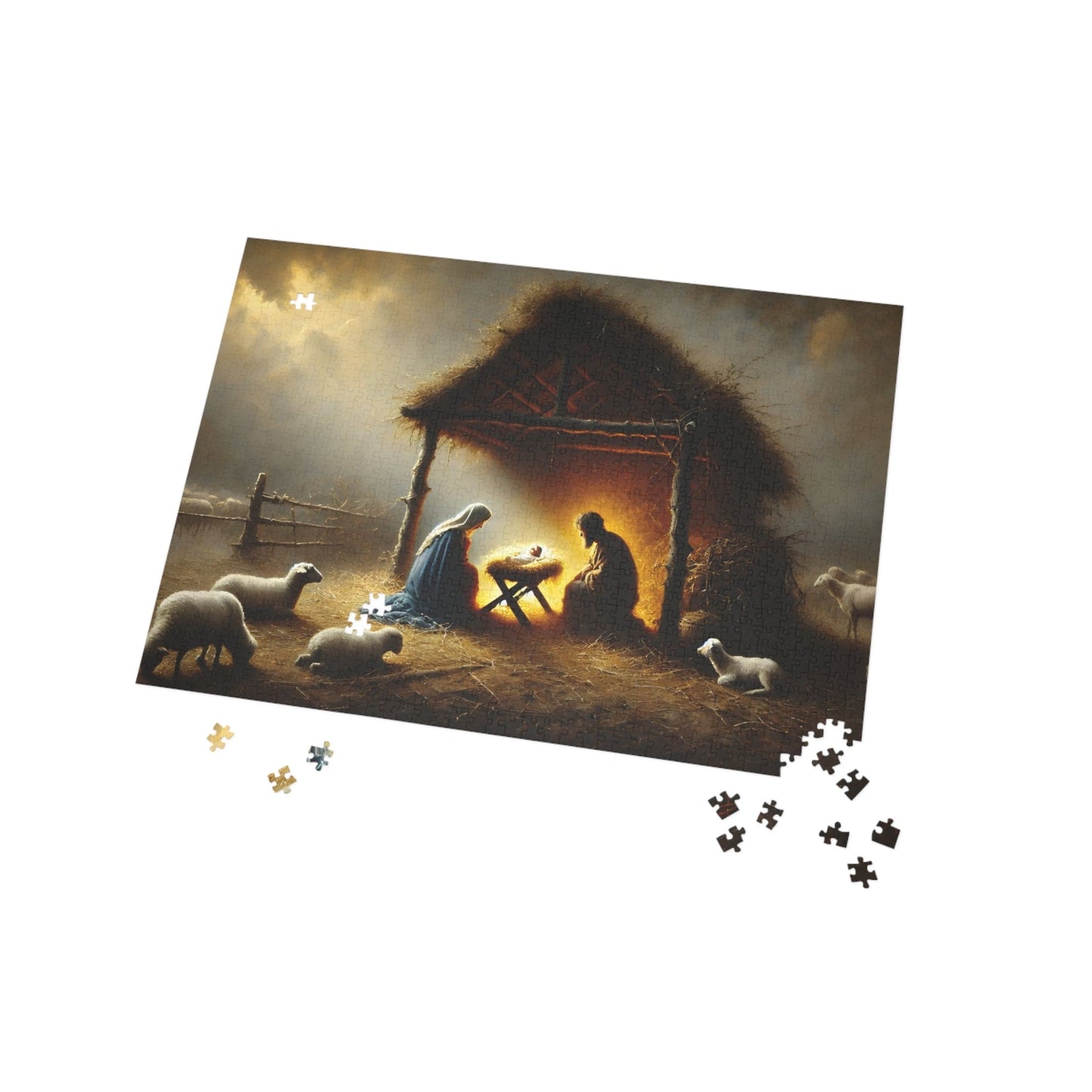 SARSARI O Night Divine Jigsaw Puzzle (252, 500 and 1000 pieces) | Oil Painting of Jesus, Mary and Joseph | Holiday Religious Gift for Family