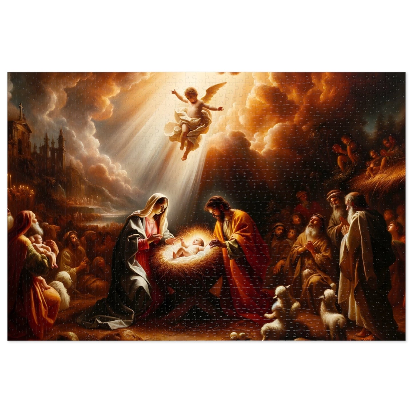 Jesus and Angels Jigsaw Puzzles | Nativity Scene Jigsaw Puzzle 110, 252, 500, 1000 piece for Christmas | Limited Edition | Religious Holy Puzzle for Adult & Kids