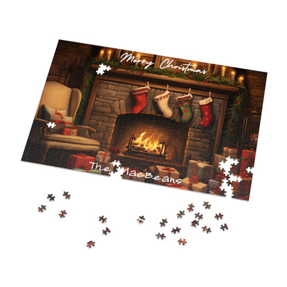 Custom Jigsaw Puzzle 1000 pieces: Cozy Fireplace Scene | Custom Text with Sizes (110-1000 Pieces) | Most Difficult Puzzle | Ideal Gift for Friends | Educational Family Activity