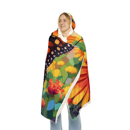 Soft Hooded Blanket Monarch Butterfly (203 x 140 cm) with Custom Name - Oversized Wearable Blanket for Women